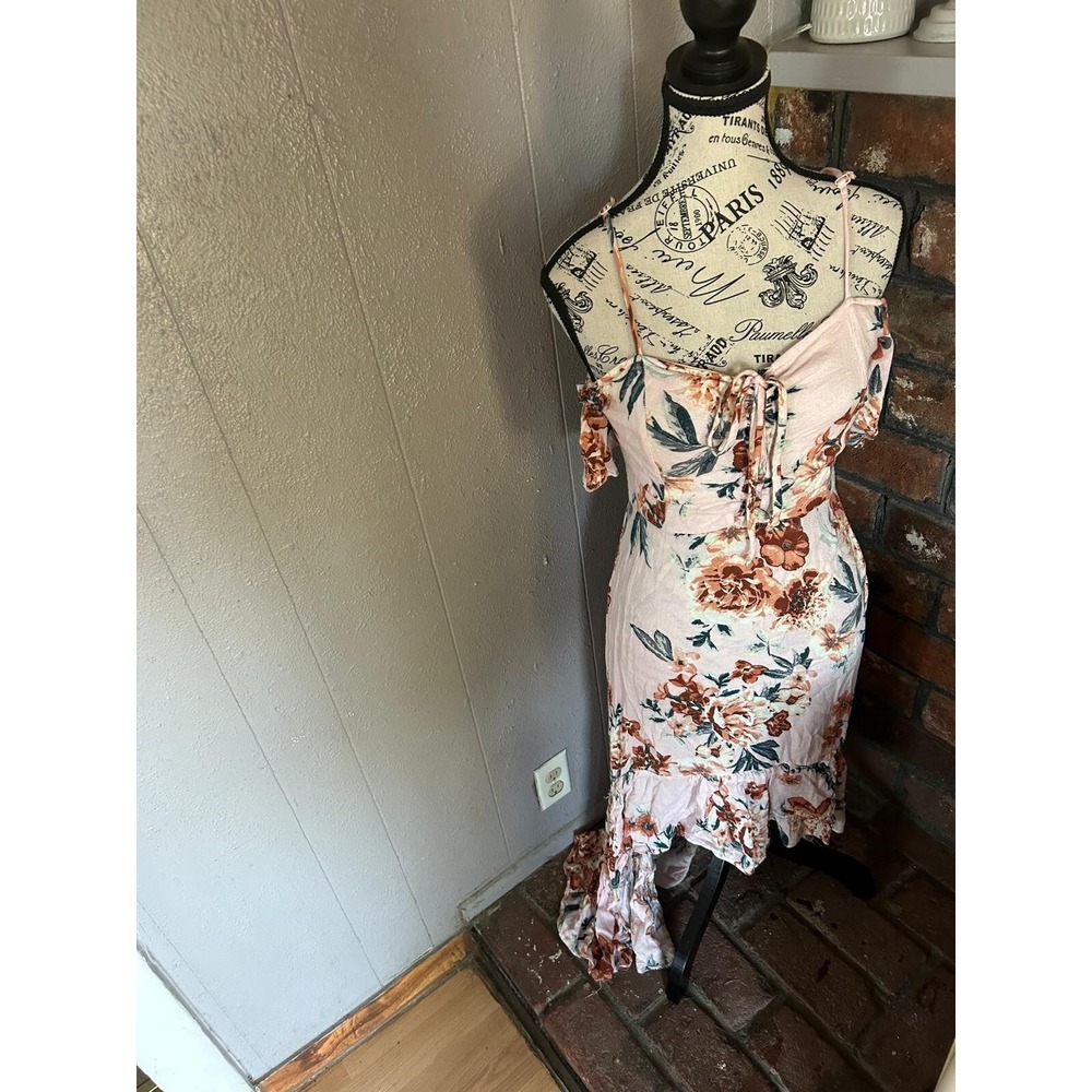 Women dress American Rag Cie Asymmetrical pink Floral  Multicolor M boho Chic - Picture 5 of 5